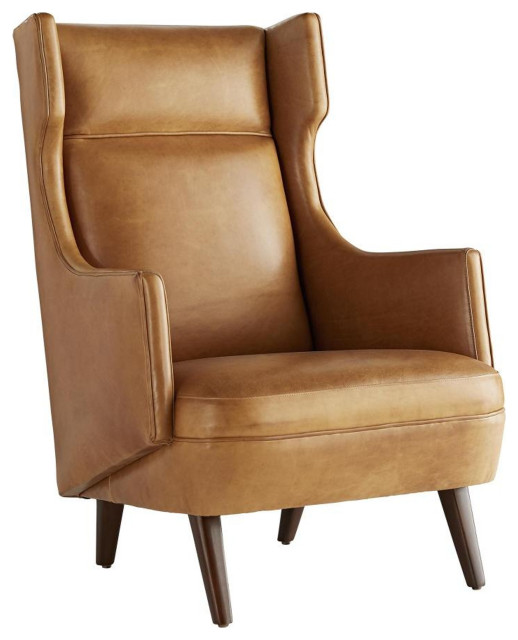 Budelli Wing Chair, Cognac Leather, Rectangle, 41"H (8091 3FM8T)
