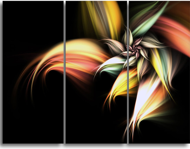 "Light Orange Pink Flower" Metal Wall Art, 3 Panels, 36"x28", 36"x28" 3