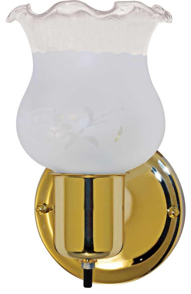 Brentwood 1 Light Bathroom Vanity Light, Polished Brass and Frosted Grape