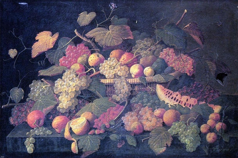 Severin Roesen Still Life An Abundance of Fruit Wall Decal, 18x27