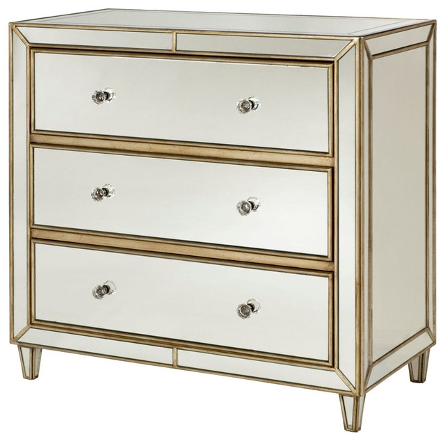 Hidden Treasures Mirrored 3Drawer Chest, 090459 Transitional