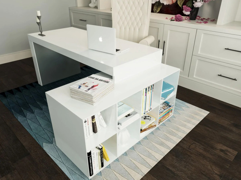 Lou Modern Contemporary Office Desk with Attached