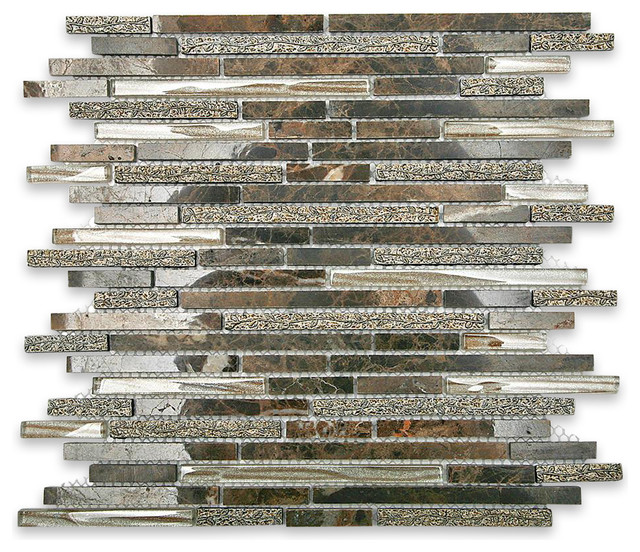 11"x11.75" Arcadia Juniper Random Brick Glass and Stone Tile