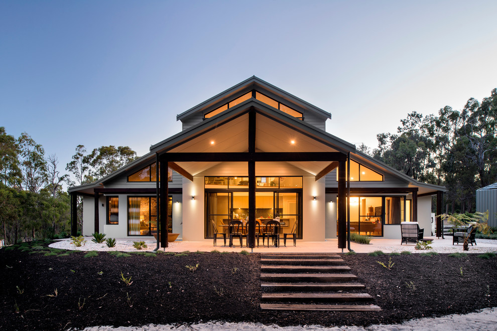 Design ideas for a beach style backyard patio in Perth with a gazebo/cabana.
