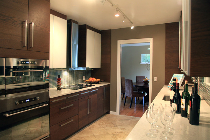 This is an example of a small modern kitchen in San Francisco.