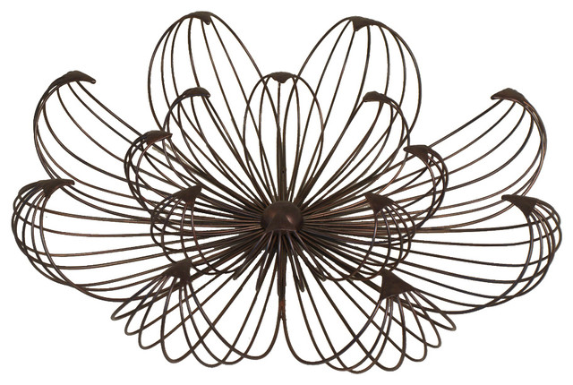 Small Flower Petal Black Metal Wire Wall Art Indoor Accent Decor transitional-metal-wall