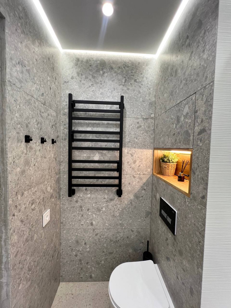 Современная ванная в серо-бежевой палитре