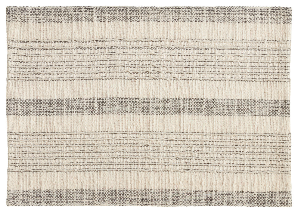 Striped Woven Cotton Table Placemats, Set of 4, Ivory