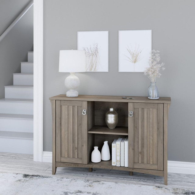 Bush Furniture Salinas 2-Door Storage Cabinet - Small Accent Chest With Shelves In Cape Cod Gray
