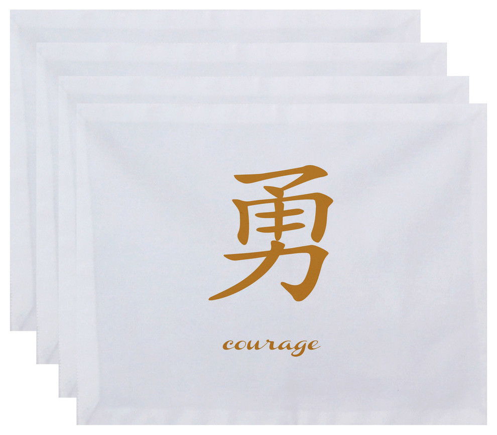 18"x14" Courage, Word Print Placemat, Gold, Set of 4