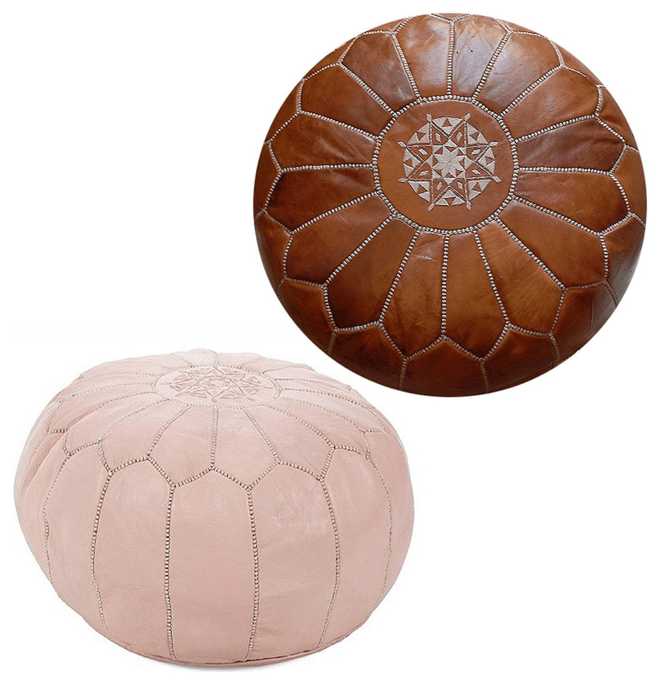 14h x 20w and 17h x 27w Luxury Moroccan Leather Pouf Ottoman choice Stuffed or Unstuffed Arch Shell Pouf by MPW Plaza