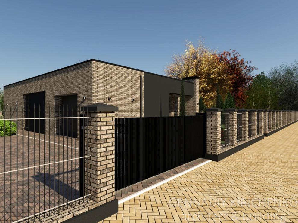 Проект одноэтажного дома с плоской кровлей.