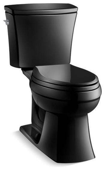 Kohler Kelston 2-Piece Elongated 1.28 GPF Toilet With Left-Hand Lever, Black