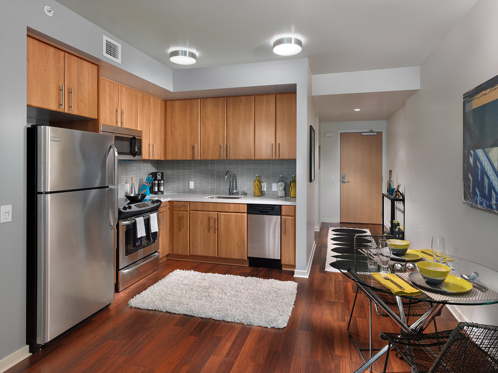 Inspiration for a contemporary kitchen in San Francisco with stainless steel appliances.