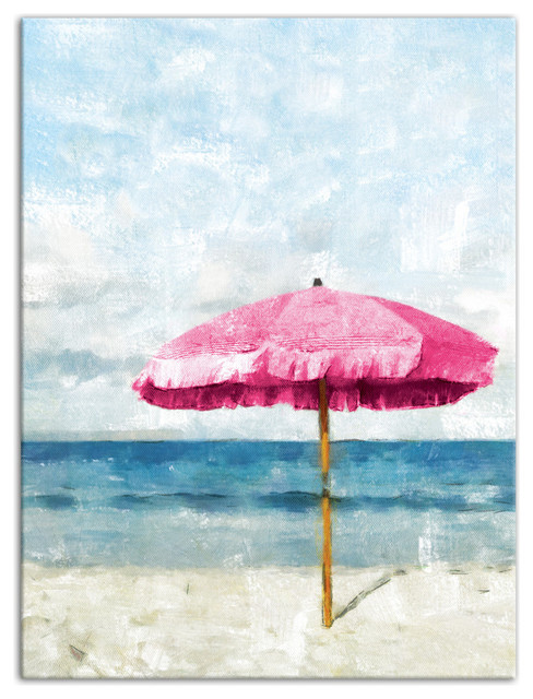 Pink Beach Umbrella 18x24 Canvas Wall 