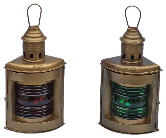 Port And Starboard Oil Lantern Antique Brass 12