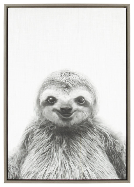 Sylvie Sloth Portrait Framed Canvas Wall Art by Simon Te Tai, Gray ...