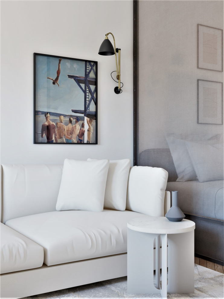 Design d'intérieur pour l'appartement d'un jeune couple dans un immeuble à étage