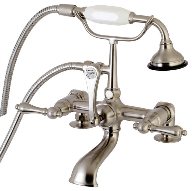 AE203T8 Auqa Vintage 7" Deck Mount Tub Faucet,Hand Shower, Brushed