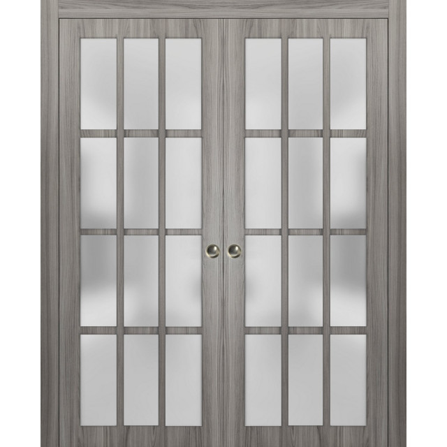 French Double Pocket Doors Glass | Felicia 3312 Ginger Ash Gray | Frames -  Transitional - Interior Doors - by United Porte Inc | Houzz