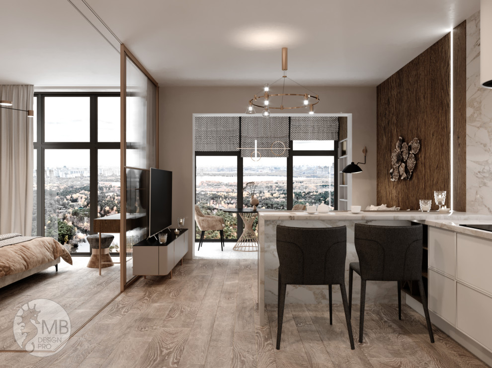 Квартира в золотисто-бежевых тонах