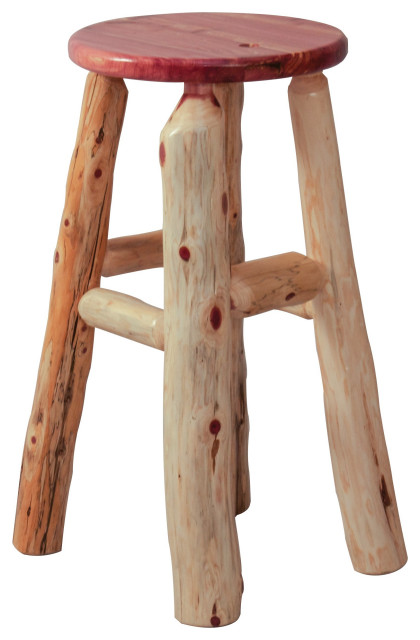 Red Cedar Log Barstool, 24 Inch - Rustic - Bar Stools And Counter ...