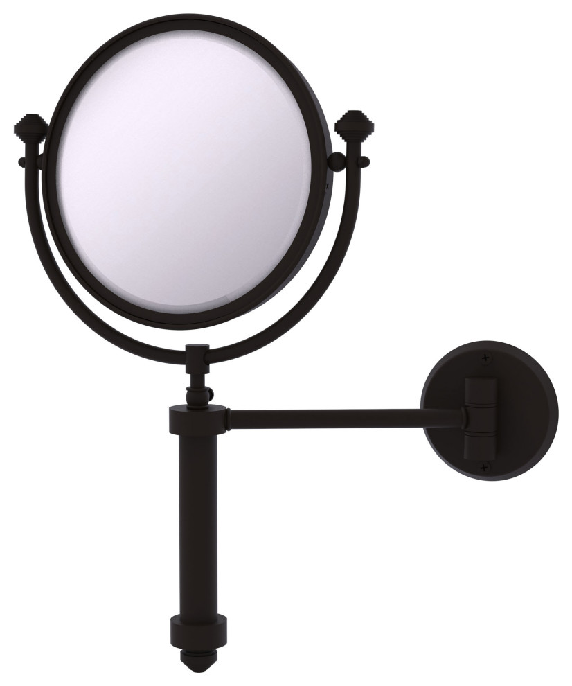 Southbeach Wall-Mount Makeup Mirror, 8" Dia, 2X Magnification, Oil Rubbed Bronze