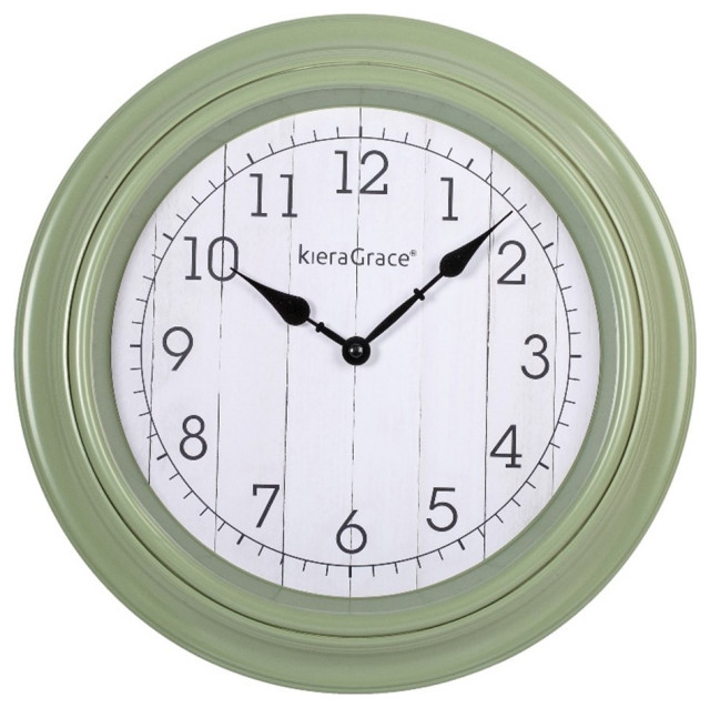 Kiera Grace Sage Green Epoch 14" Plastic Wall Clock Traditional