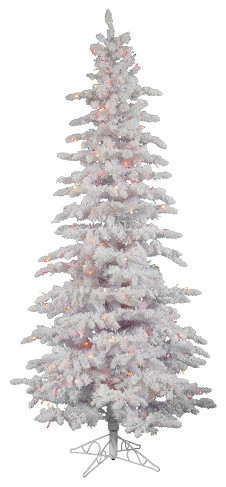 12 Pre Lit Flocked Spruce Slim Artificial Christmas Tree Multi Led 12 Pre Lit Flocked Spruce Slim Artificial Christmas Tree Multi Led White