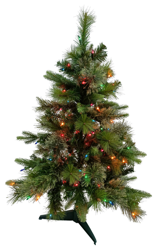 3' PreLit Kingston Cashmere Pine Full Artificial Christmas Tree, Multi Lights Modern