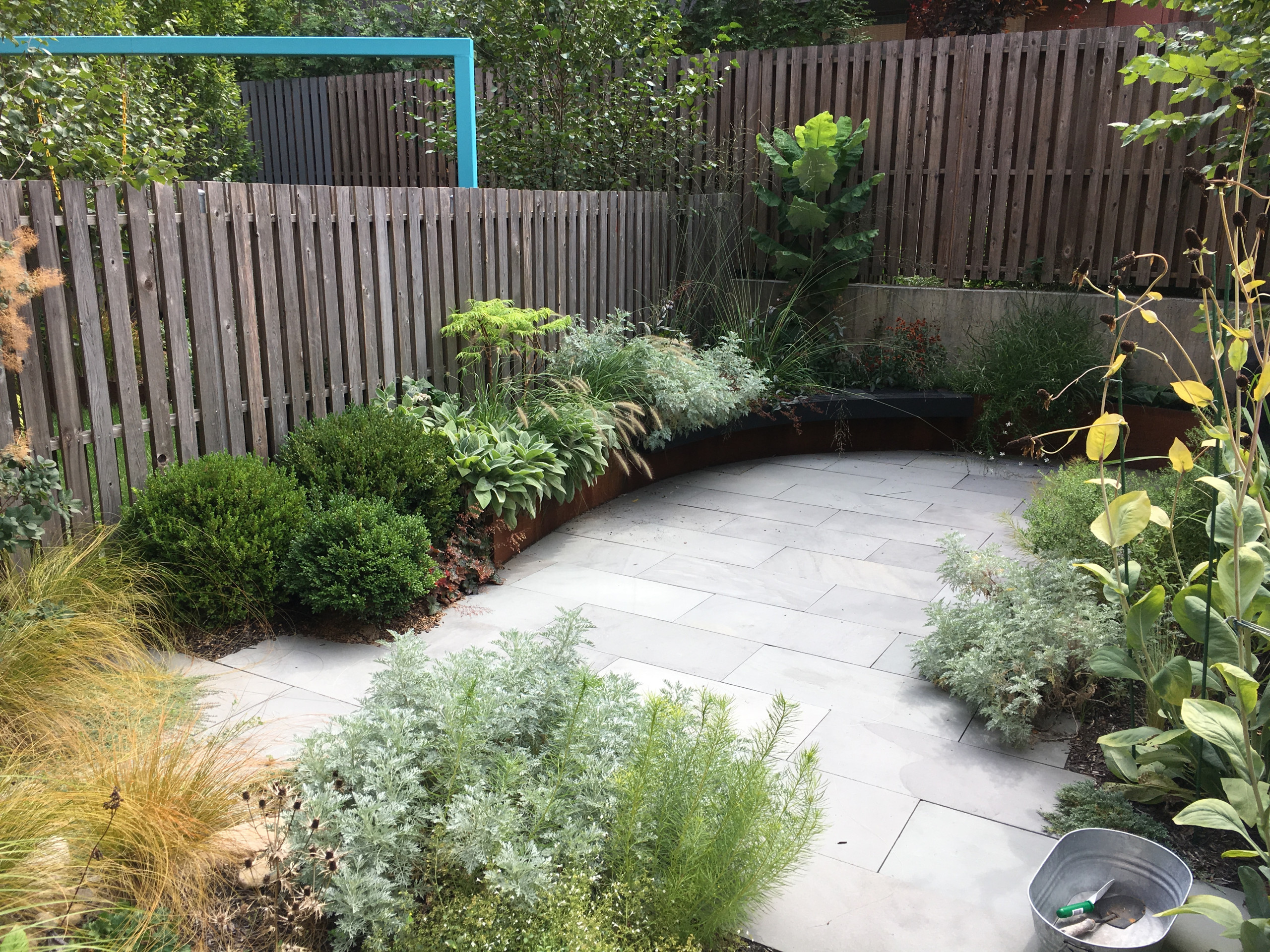 Modern Garden with Curved Corten Border