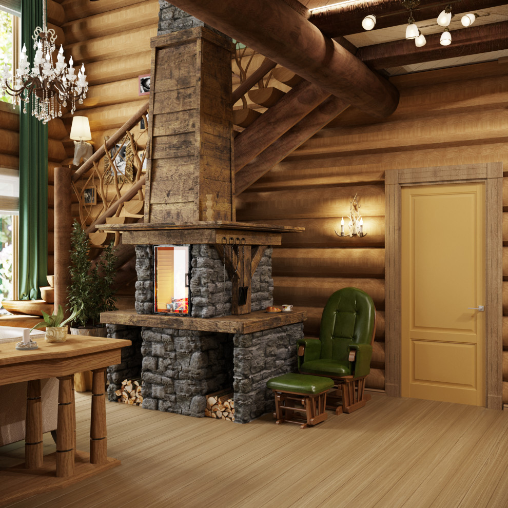 Деревянный дом из дикого бревна