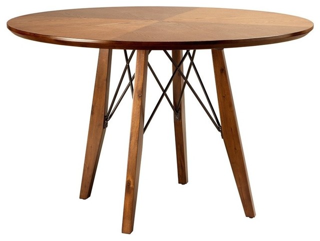 Mid Century Modern 45 Inch Round Wood Adjustable Height Dining Table