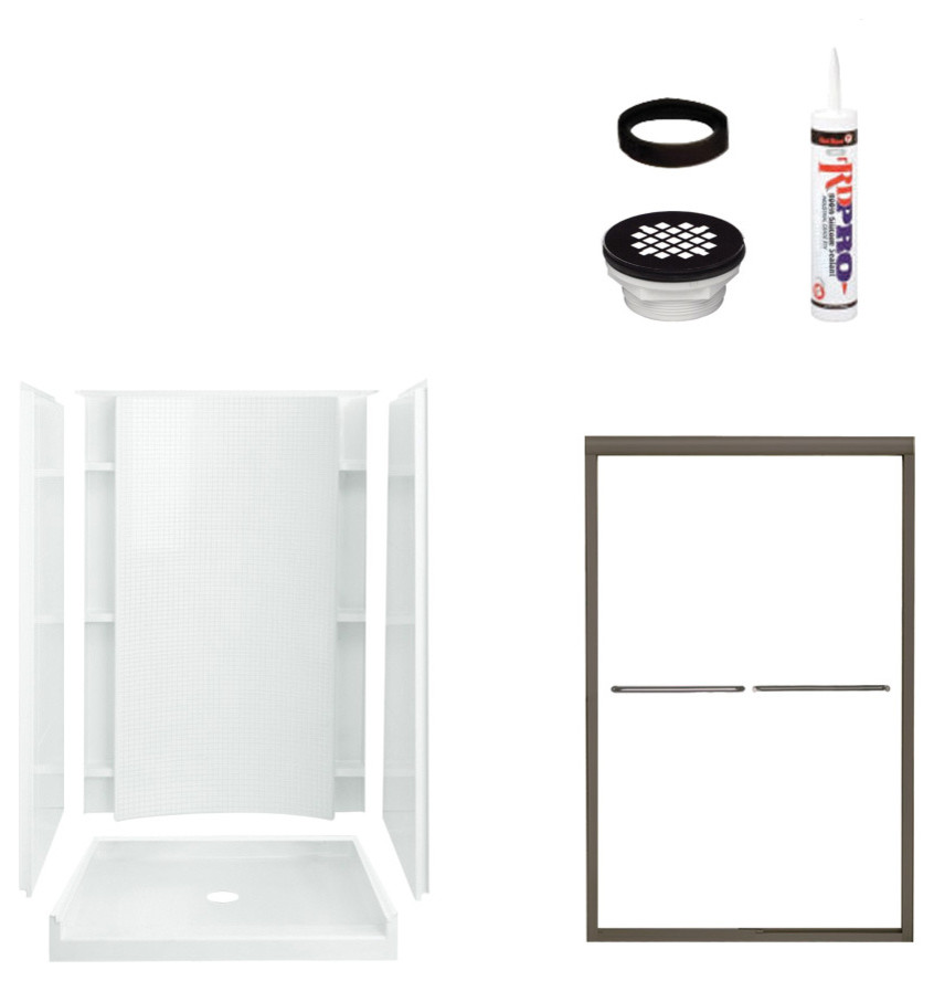 Sterling Accord 77"x36"x48" Alcove Shower Kit, Clear Glass, Bronze, 36