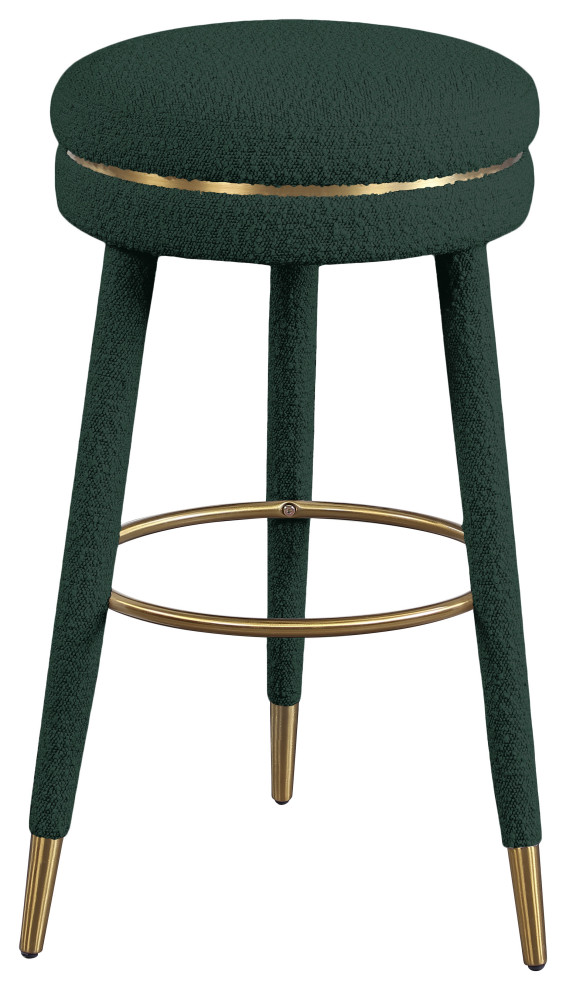 Coral Boucle Fabric Stool, Bar Stool Midcentury Bar Stools And