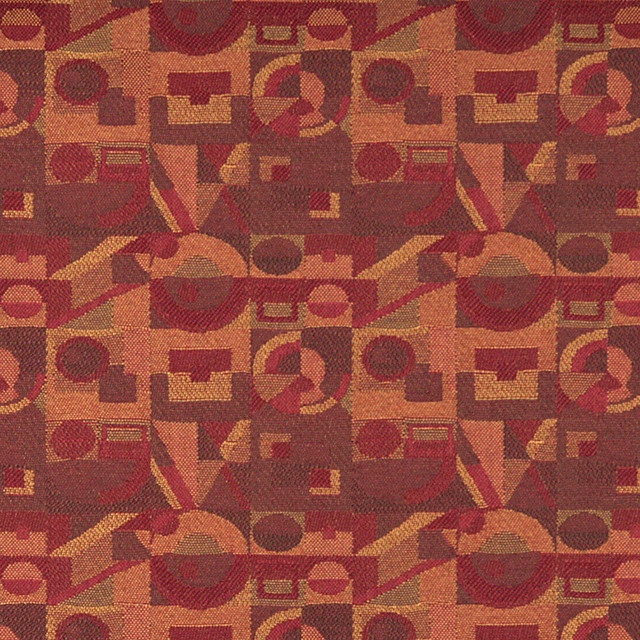 Burgundy and Gold Abstract Geometric Durable Upholstery Fabric By The Yard