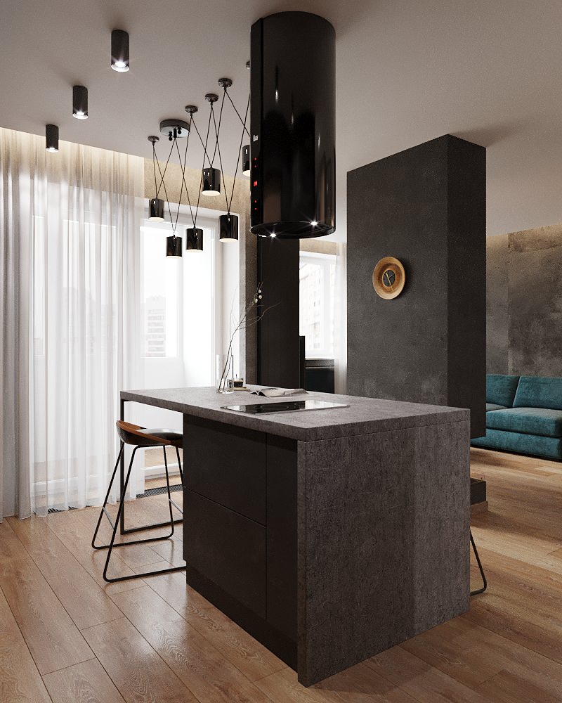 Студия лофт для молодого человека 55 кв.м.