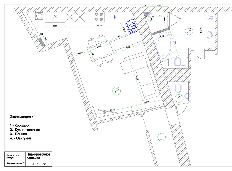 Дизайн интерьера кухни-студии