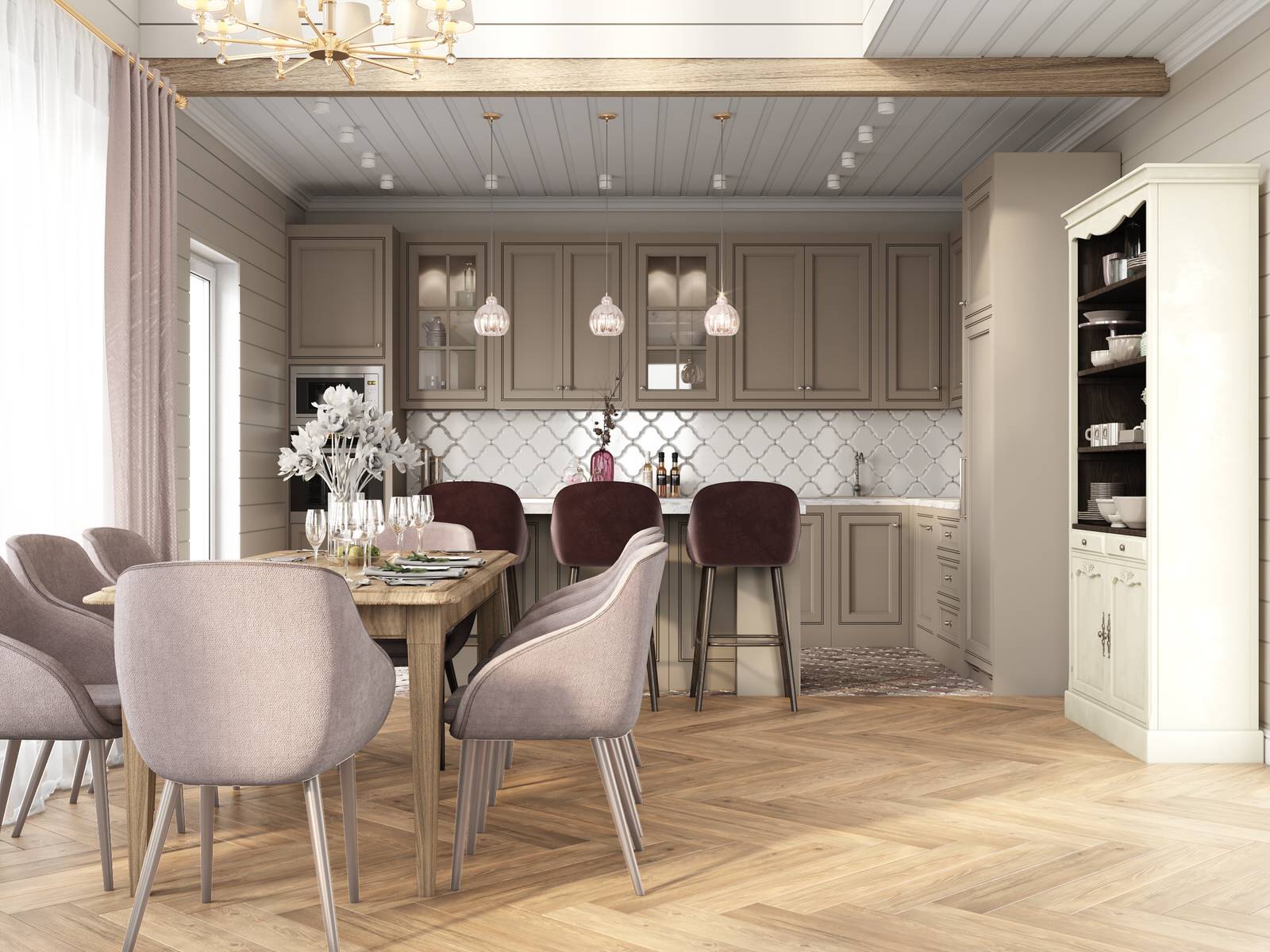 Дом в пудровых тонах