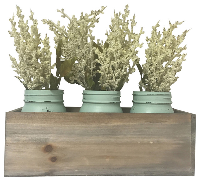 Mason Jar Planter Box, White