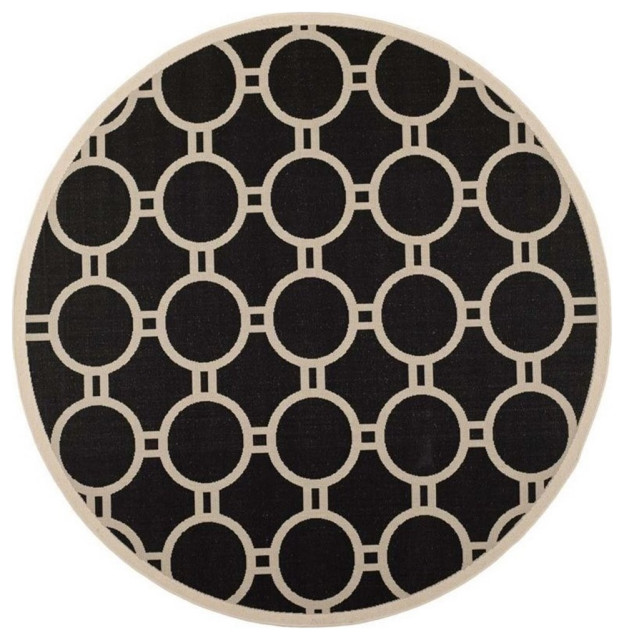 Safavieh Courtyard Black Indoor Outdoor Rug - 8' x 11', Round 7'10 ...