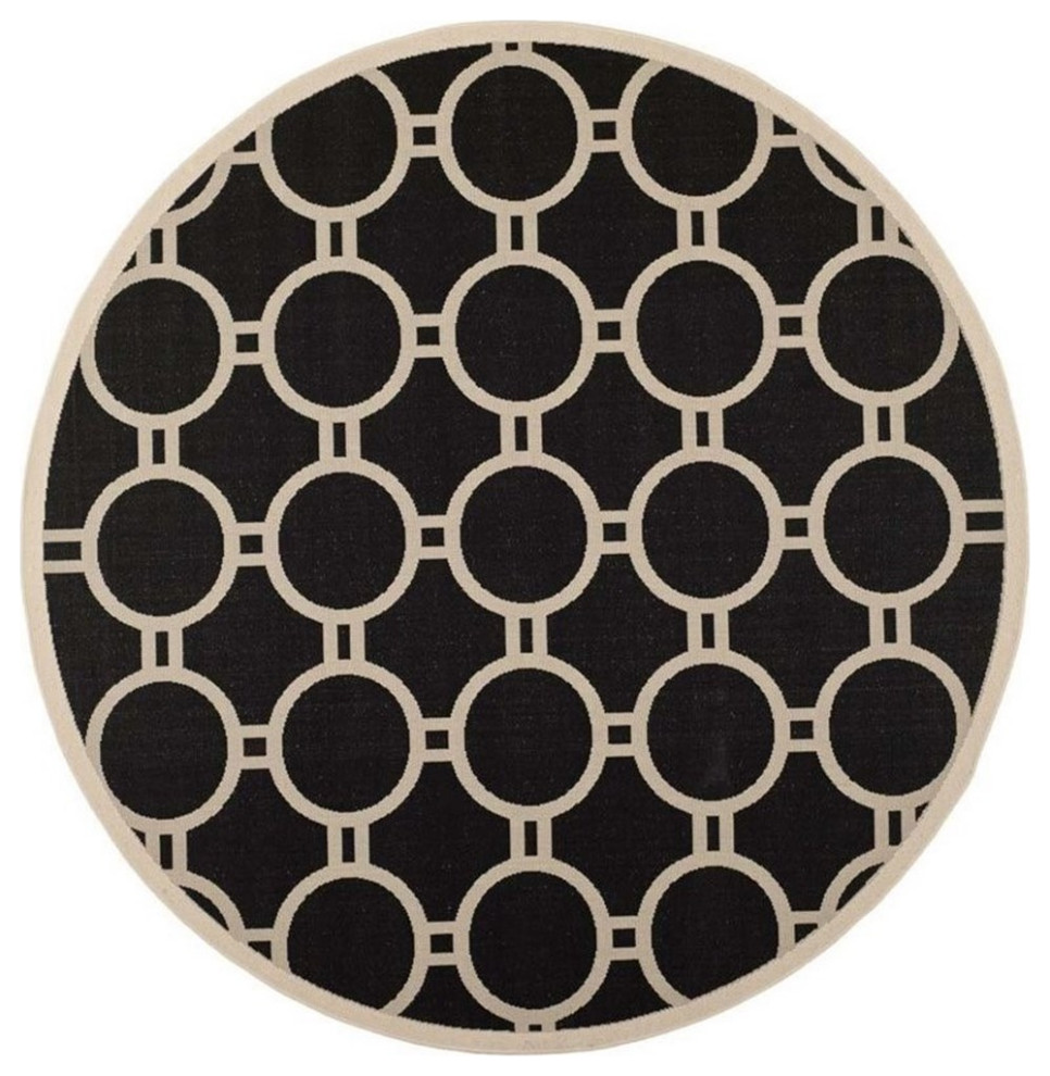 Safavieh Courtyard Black Indoor Outdoor Rug - 8' x 11', Round 7'10 ...