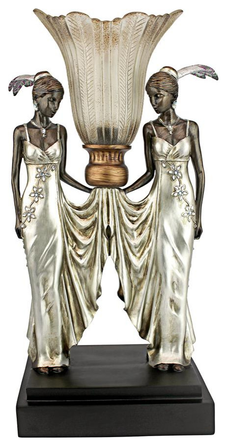 Design Toscano Art Deco Peacock Maidens Lamp