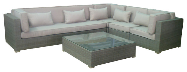 Olivia Outdoor Sectional Contemporary Sofas By North88 Olivia Outdoor Wicker Sectional Set Gray And Natural Fabric
