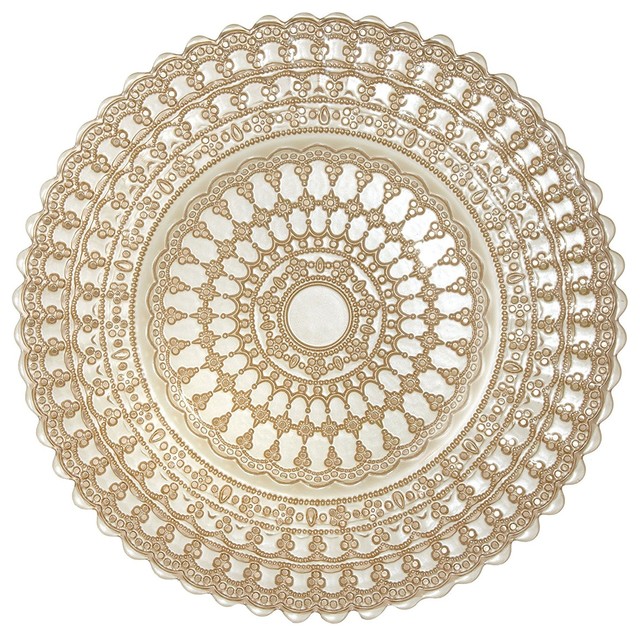 Elegance Lace Glass Dining Charger Plates, Set of 4 Traditional