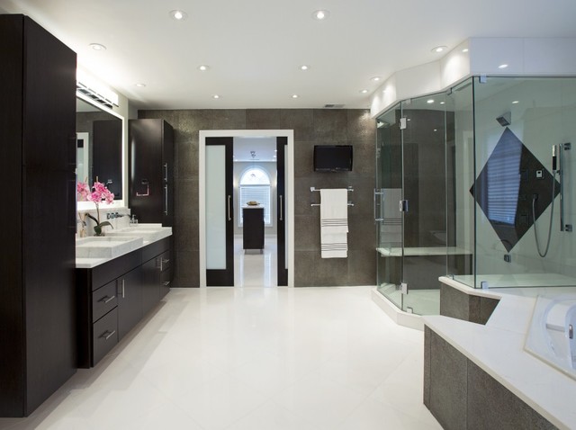 spa treatment at home with stunning bath and walk-in closet - modern