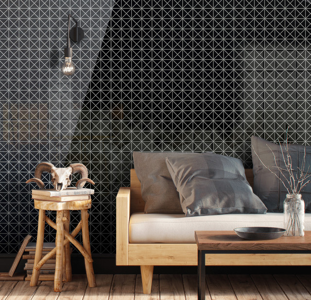 Modern Living Room Triangular Porcelain Mosaic Tile minimalistisch-wohnbereich