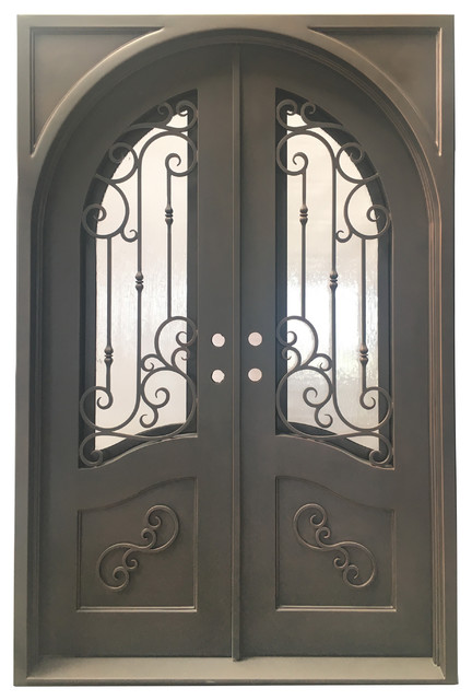 iron front door with glass