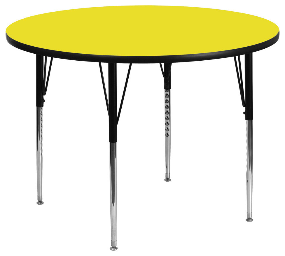 42'' Round Activity Table w/ 1.25'' Thick High Pressure Yellow Laminate Top