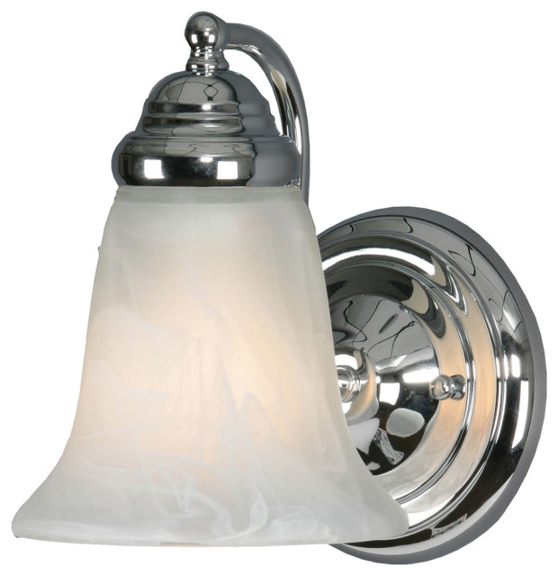 Centennial 1-Light Wall Sconce, Chrome With Marbled Glass
